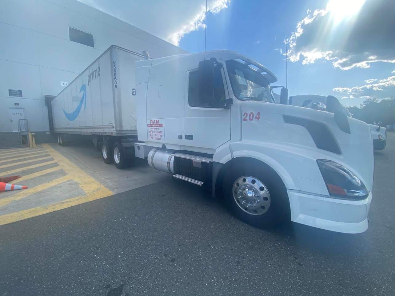Truck being loaded with cargo