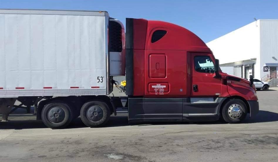 Truck near warehouse