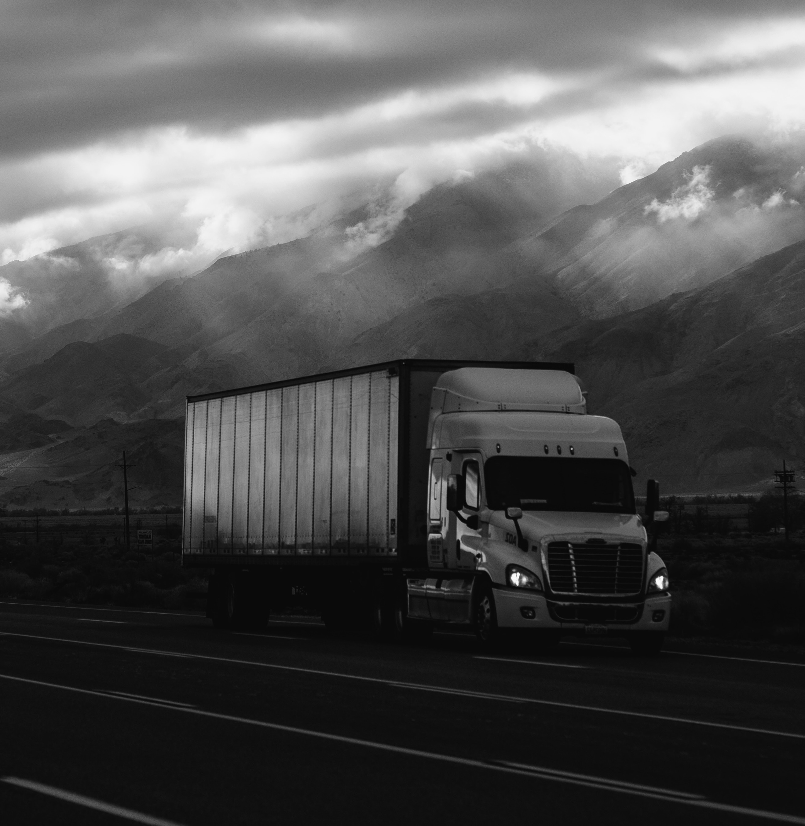 Logistics truck on highway (mobile)